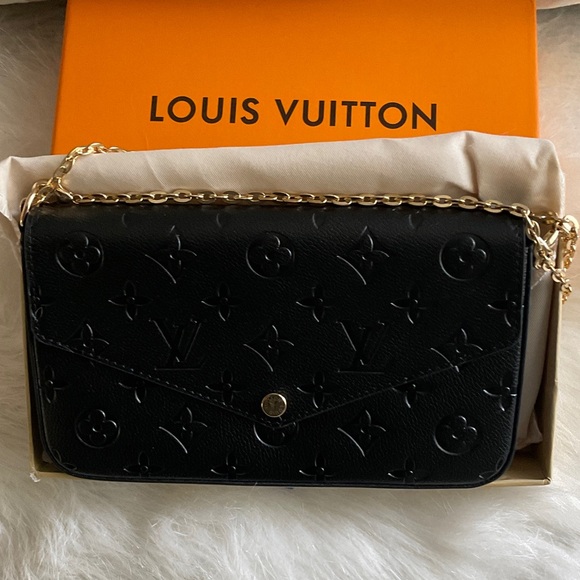 Louis Vuitton 1:1 Black Pochette Felicie Monogram Crossbody with Gold Chain NIB - Picture 1 of 6